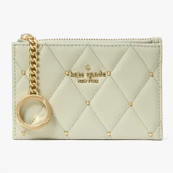 Kate Spade Carey Quilted Studded Small Card Holder, Mint - Picture 4 of 7